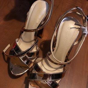 strappy metallic heels NWOT